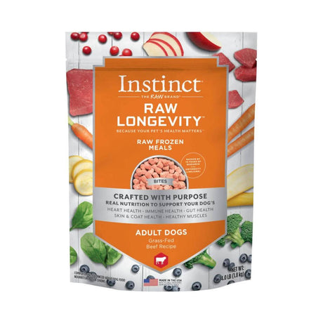 Instinct Raw Frozen Dog Food Raw Longevity Beef Bites