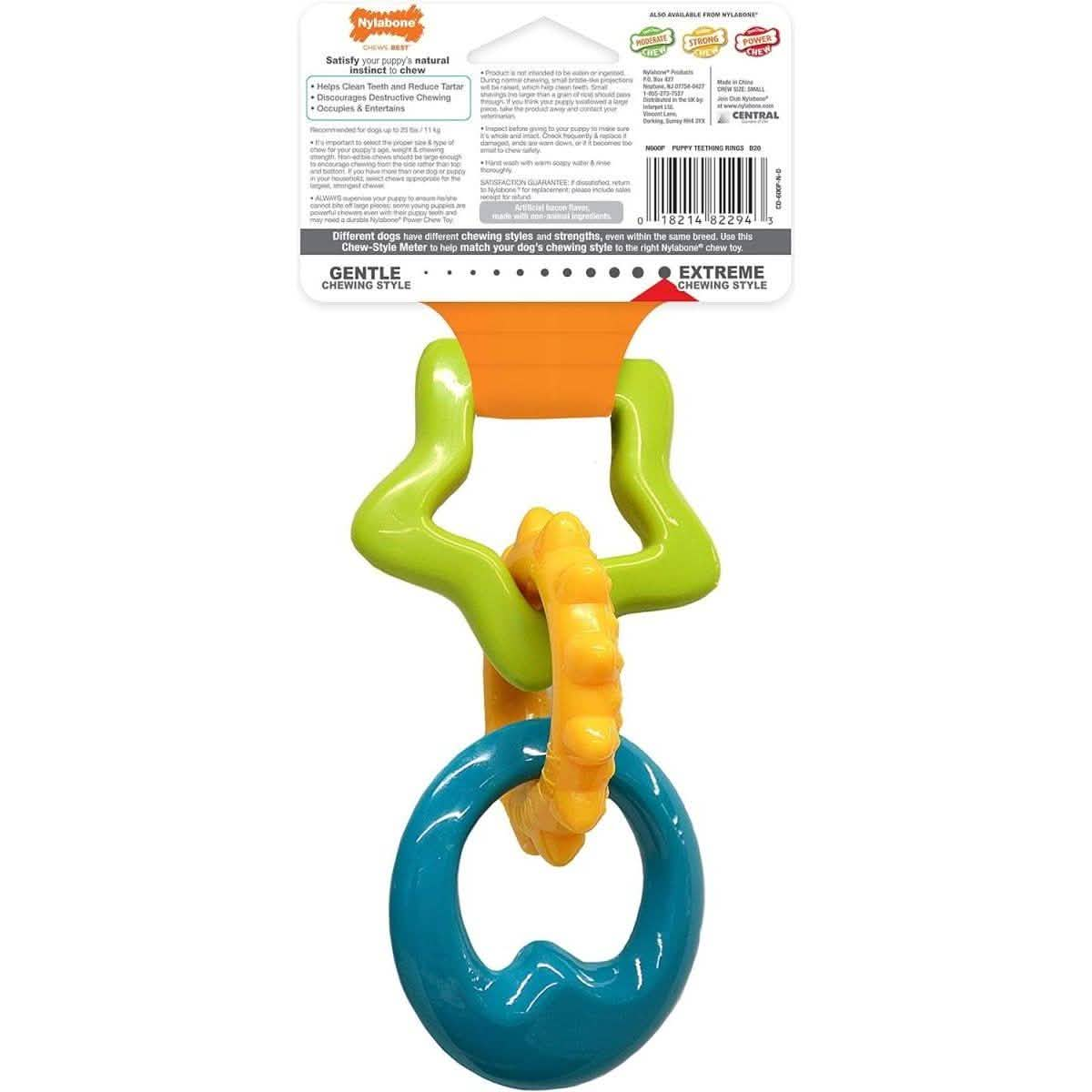 Nylabone Dog Toy Power Rings with Bacon Flavor for Teething Puppies