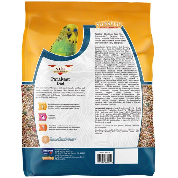 Sunseed Vita Bird Food Parakeet Diet