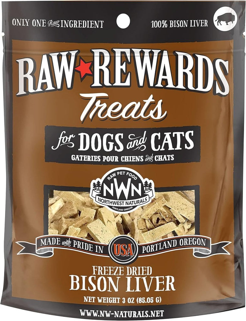 Raw Rewards Dog & Cat Treat Freeze Dried Bison Liver