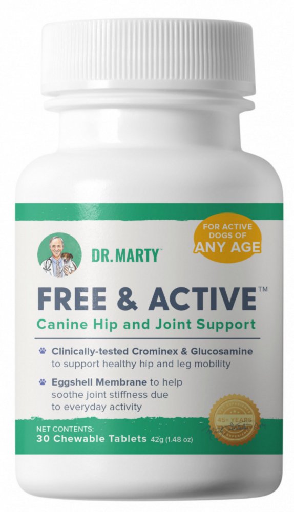 Dr Marty Free & Active Canine Hip & Joint Support 30 Chewable Tablets