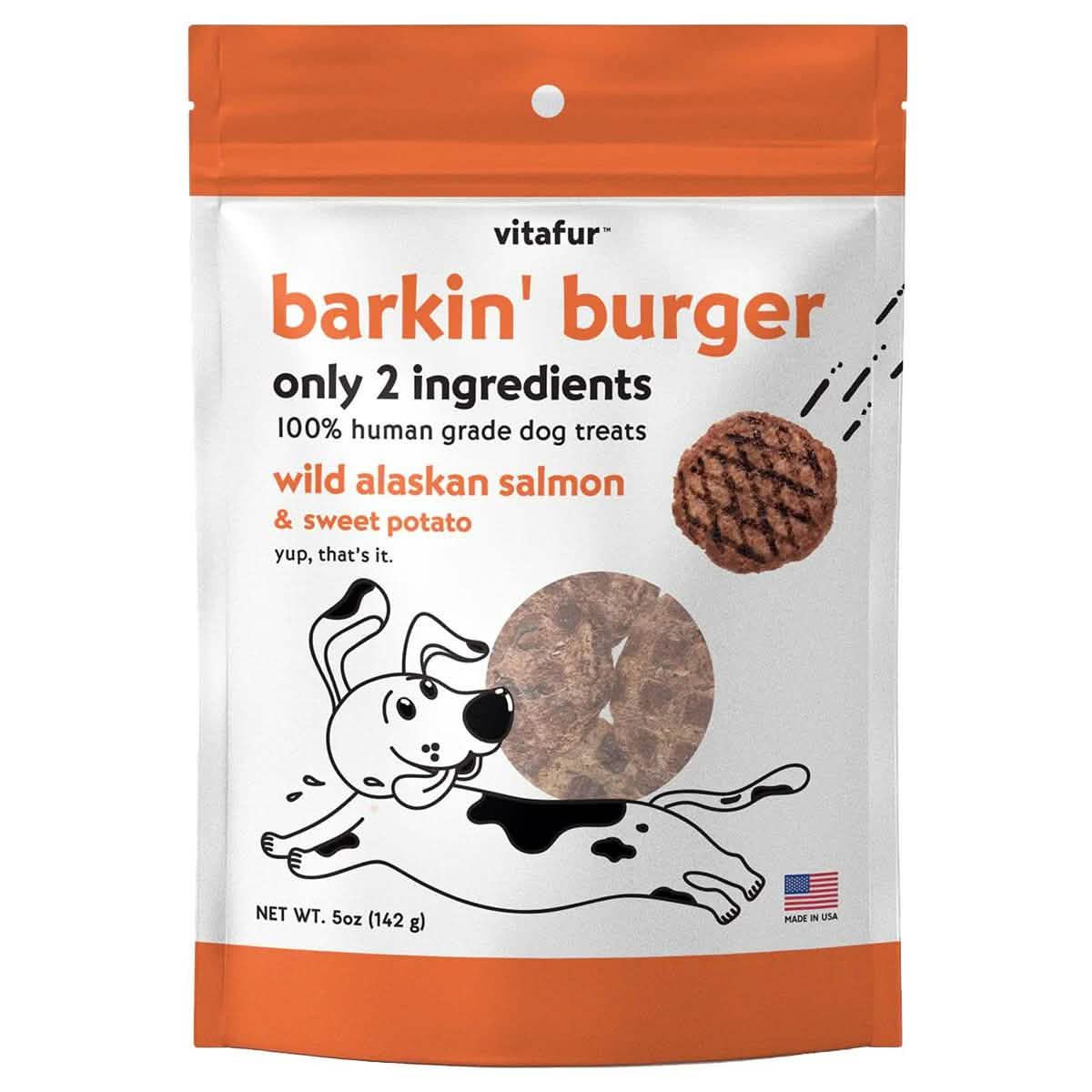 Vitafur Dog Treat Barkin' Burger Wild Alaskan Salmon &amp; Sweet Potato