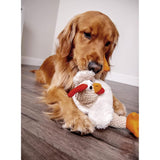 GoDog Dog Toy Checkers Fat White Rooster