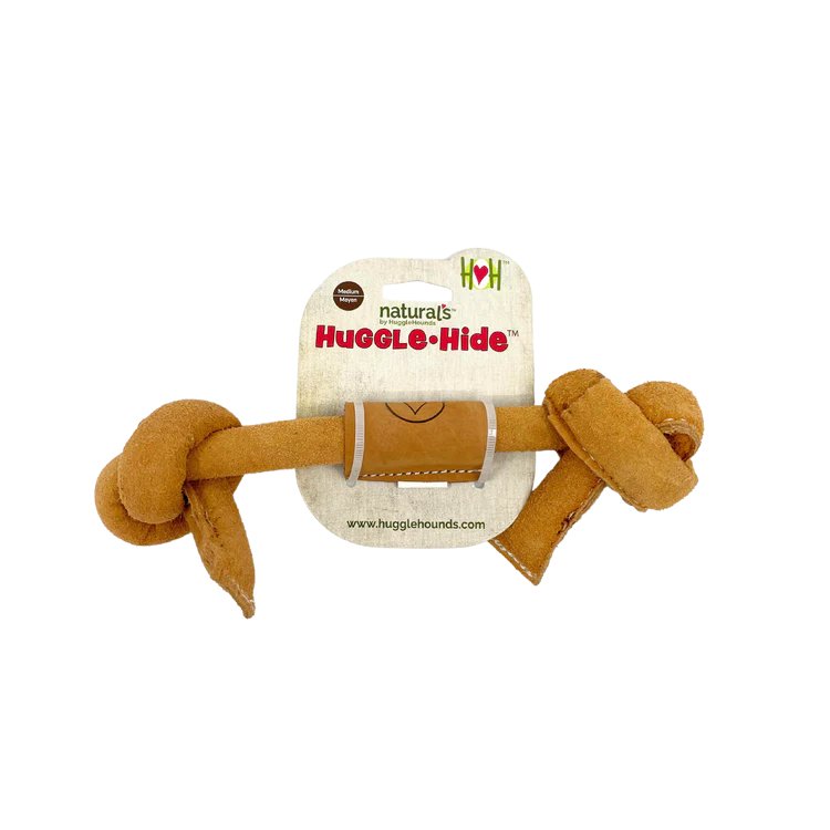 Huggle Hounds Dog Toy Huggle-Hide Natural Leather Bone