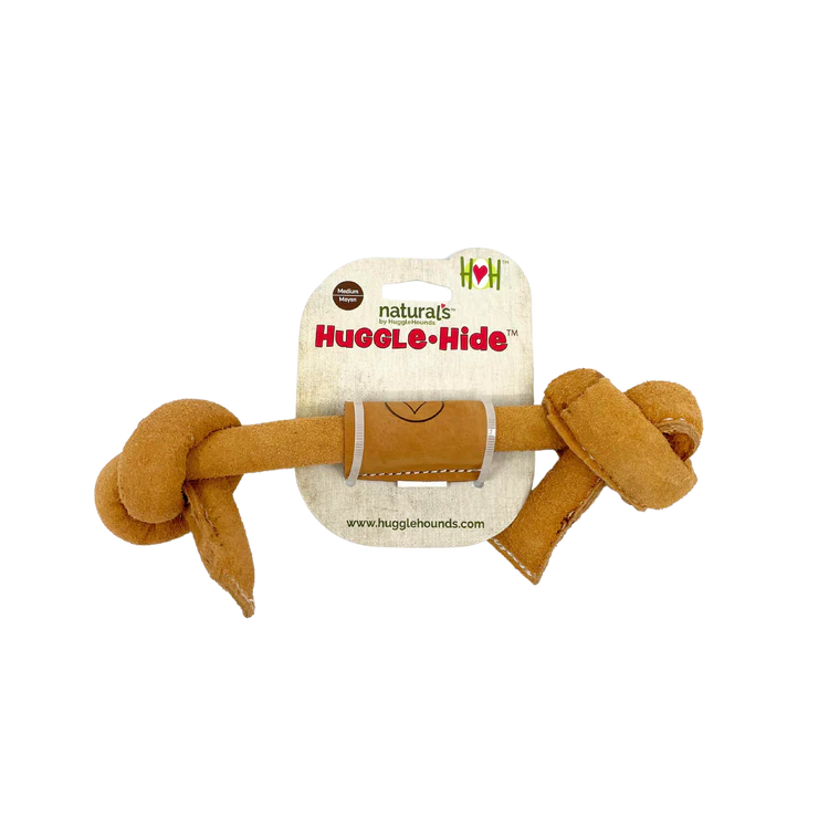 Huggle Hounds Dog Toy Huggle-Hide Natural Leather Bone