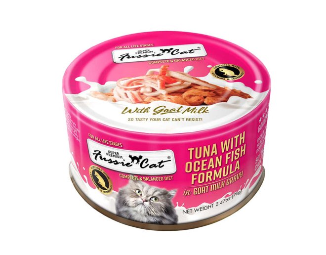 Fussie Cat Wet Cat Food Tuna with Ocean Fish Formula in Goat Milk Gravy