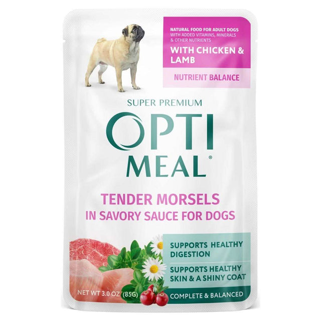 Opti Meal Wet Dog Food Tender Morsels in Savory Sauce with Chicken & Lamb