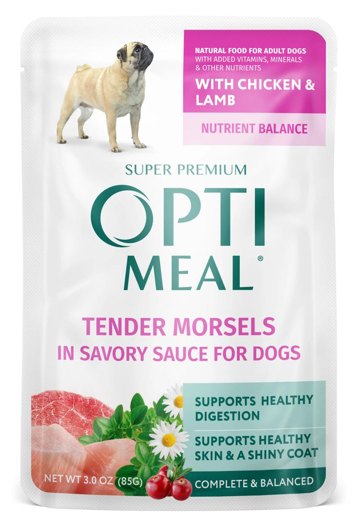 Opti Meal Wet Dog Food Tender Morsels in Savory Sauce with Chicken & Lamb