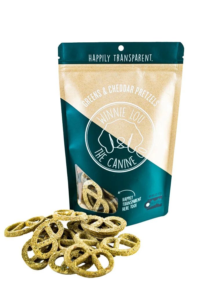 Winnie Lou Dog Treat Greens & Cheddar Pretzels