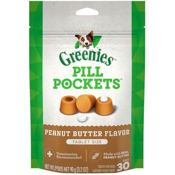 Greenies Pill Pockets for Dogs Tablet Size Peanut Butter Flavor 30 Count