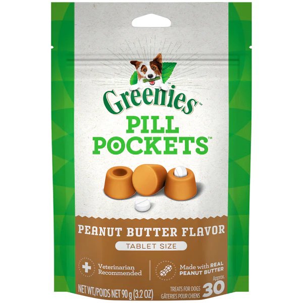 Greenies Pill Pockets for Dogs Tablet Size Peanut Butter Flavor 30 Count