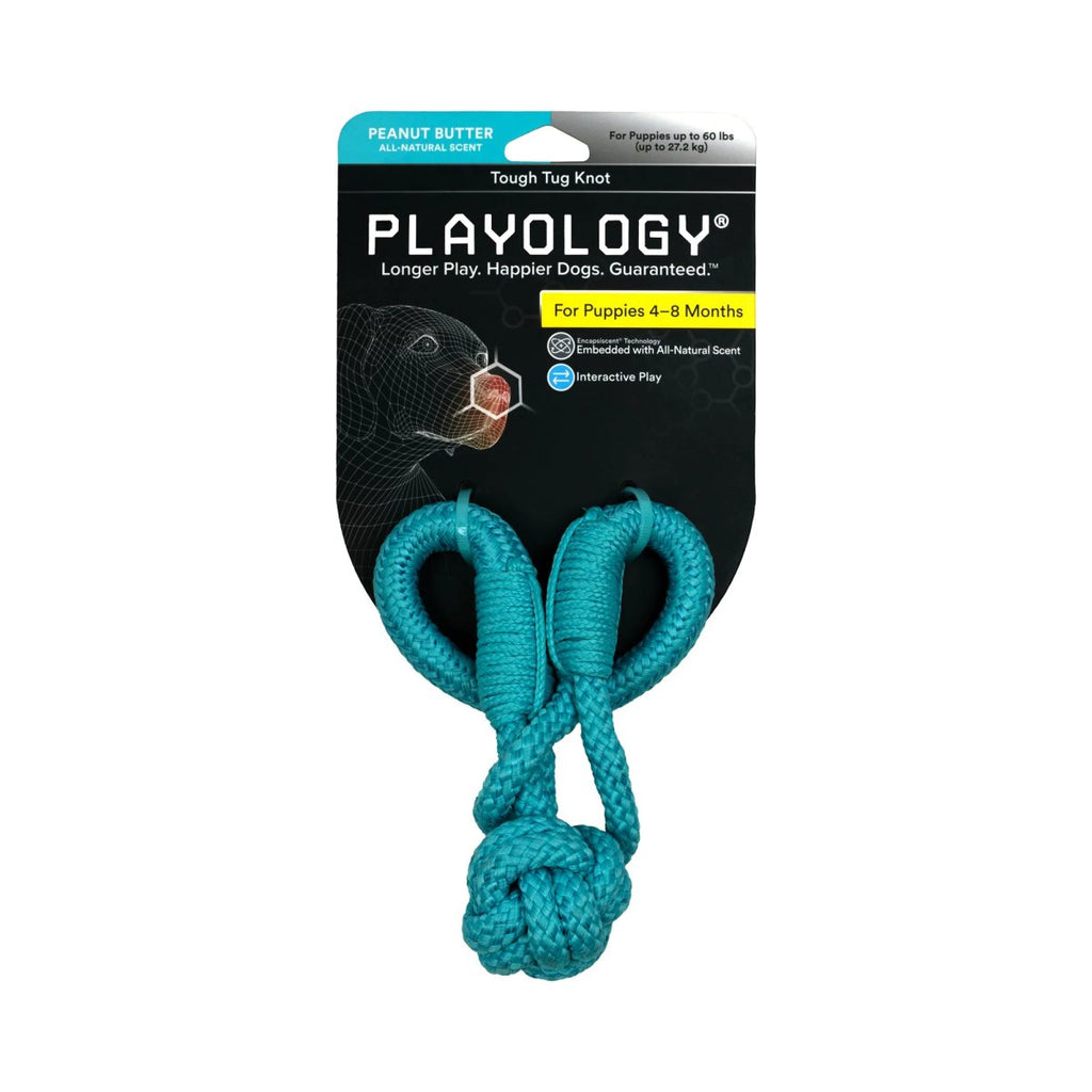 Playology Dog Toy Tough Tug Knot for Puppies - Peanut Butter Scent