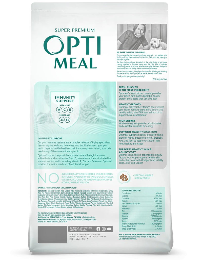 Opti Meal Dry Cat Food Vital Nurture Chicken & Rice Recipe for Kittens