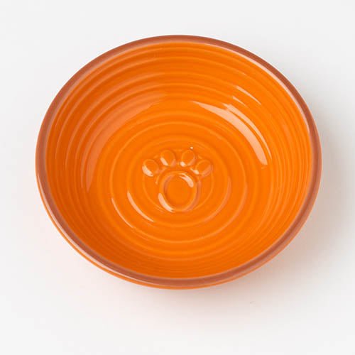 Petrageous Designs Key West Embossed Paw Saucer Bowl - Orange