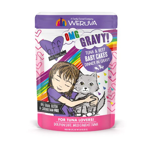 Weruva Wet Cat Food Pouch BFF OMG Baby Cakes Tuna & Beef Dinner in Gravy