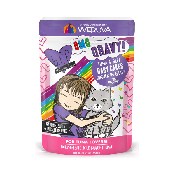 Weruva Wet Cat Food Pouch BFF OMG Baby Cakes Tuna & Beef Dinner in Gravy