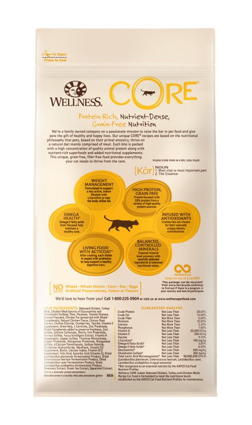 Wellness Dry Cat Food Core Indoor Chicken &amp; Turkey Recipe