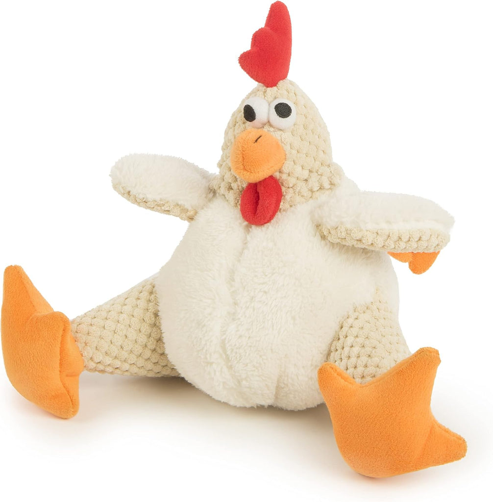 GoDog Dog Toy Checkers Fat White Rooster