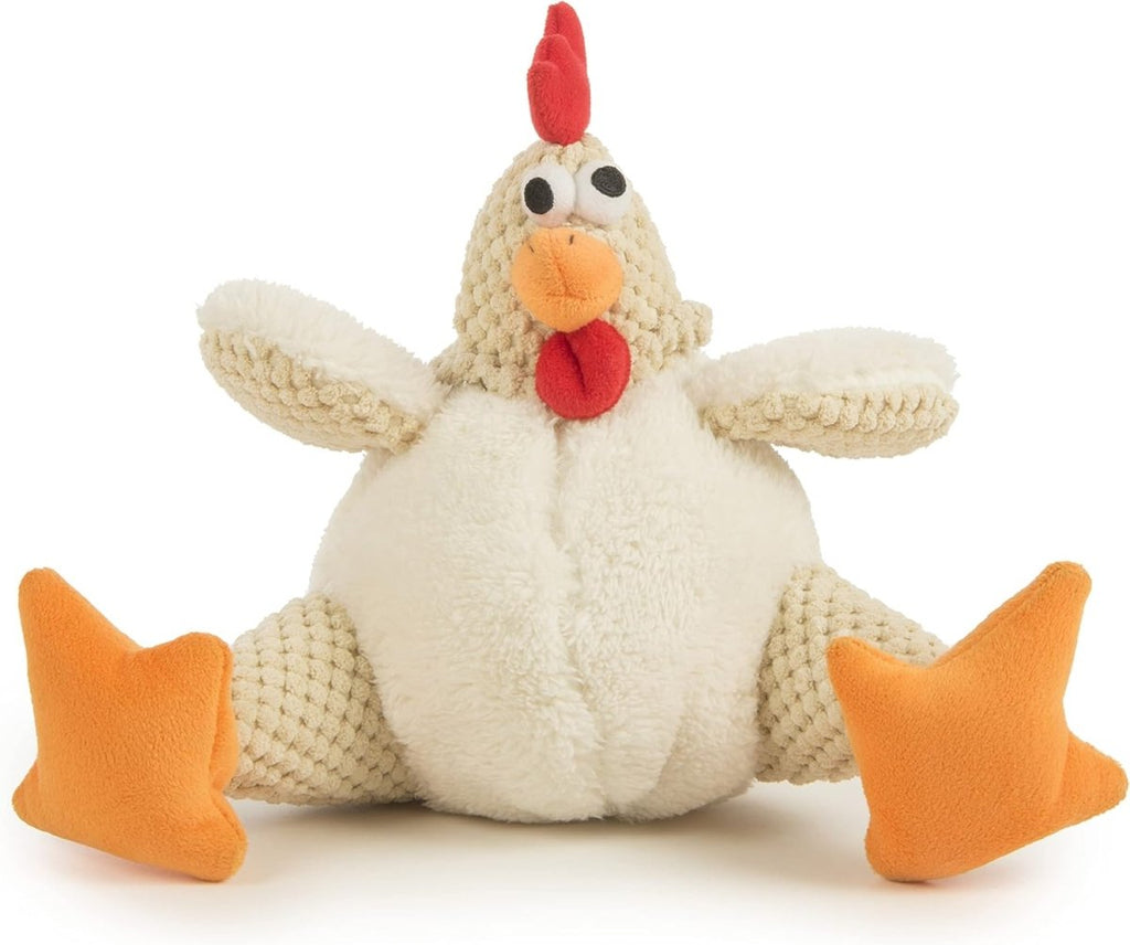 GoDog Dog Toy Checkers Fat White Rooster