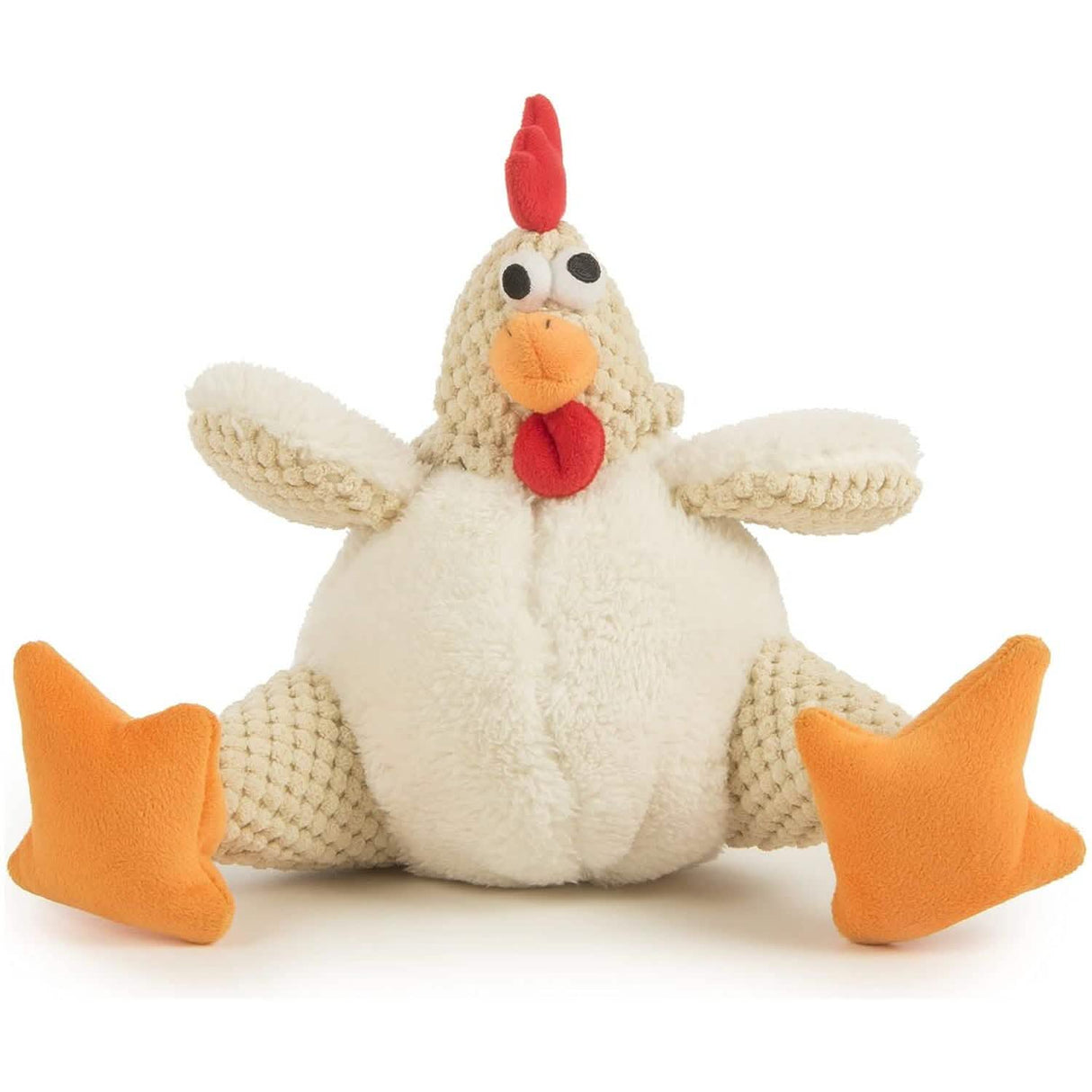 GoDog Dog Toy Checkers Fat White Rooster