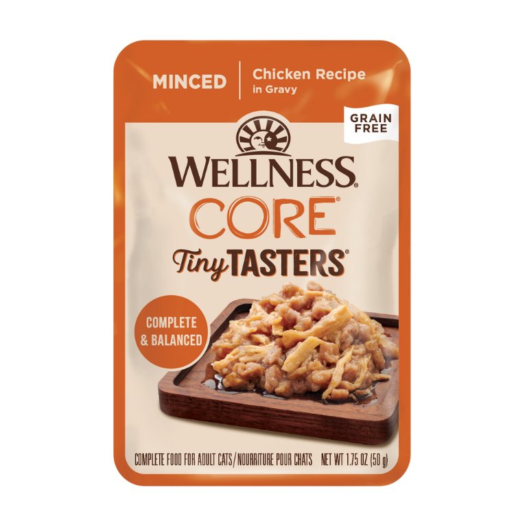 Wellness Wet Cat Food Pouch Core Tiny Tasters Minced Chicken Recipe in Gravy